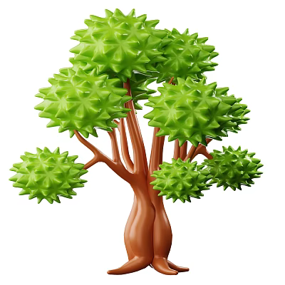 Lush Green Arbor Tree With Brown Trunk Multiple Branches And Dense Foliage 3d model