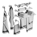 White Bathroom Towel Racks With Multi Layer Design And Striped Towels