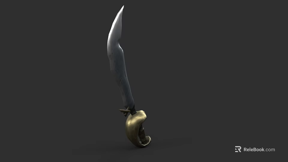 Medieval Weapon Dagger With Sharp Metal Blade And Golden Handle Design 3d model 