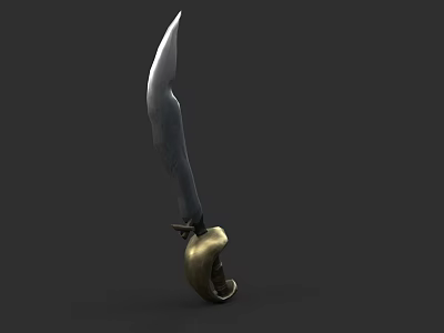 Medieval Weapon Dagger With Sharp Metal Blade And Golden Handle Design 3d model