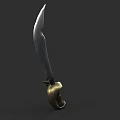 Medieval Weapon Dagger With Sharp Metal Blade And Golden Handle Design