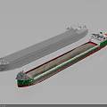 3D Model Design of Cargo Ships With White Green Red Hull and Long Deck
