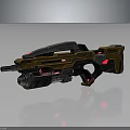 Futuristic Sci Fi Weapon Design With Brown Black Body And Red Glowing Elements