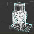 Rusty Metal Public Water Tower With Support Frame Staircase And Railing