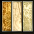 Modern Three Panel Wall Decor With Golden Beige Light Yellow Marble Like Texture Black Frames 3d model
