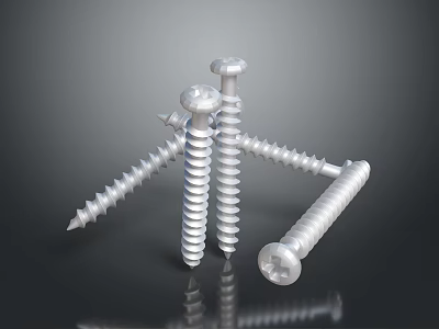 Silver Stainless Steel Screws Collection With Various Sizes For Construction Projects 3d model