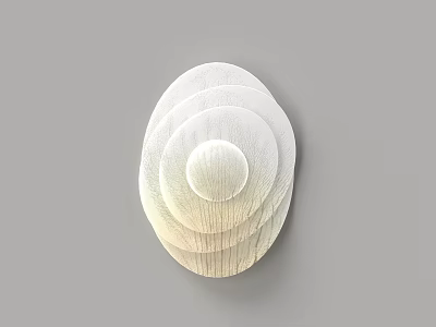 Modern Layered Textured Wall Decor in White and Beige Circular Design for Contemporary Interior Spaces 3d model