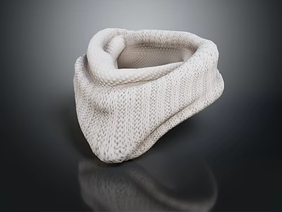 White Soft Folded Knit Scarf With Detailed Texture On Dark Background 3d model
