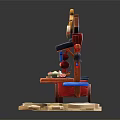 Traditional Japanese Street Food Cart Model With Decorative Fish Sign And Wheels