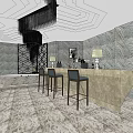 Modern Shop Front Desk Reception Area With Marble Floor And Stylish Sofa 3d model
