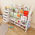 White Multi Layer Children's Bookcase With Colorful Kids Books Toys And Storage Drawers