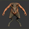 Bull Headed Mythical Creature Game Character With Muscular Body Bent Posture And Horns