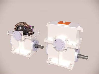 Mechanical Gearbox Devices With Gear Mechanism White Casing And Orange Component 3d model
