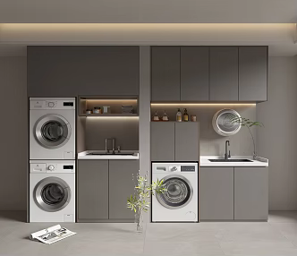Modern home washing machine cabinet 3d model