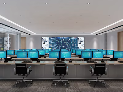 modern monitoring room 3d model