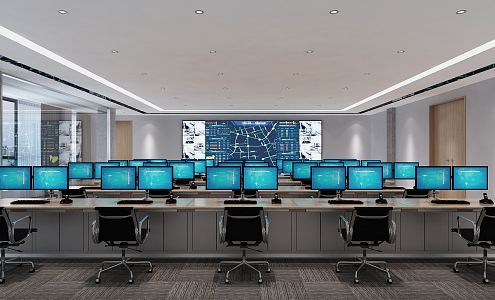 modern monitoring room 3d model