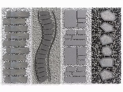 Stepping Stones Garden Path Various Designs With Different Shapes And Pebble Fill 3d model