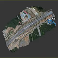 Highway Infrastructure Design With Multiple Lanes Green Landscaping And Access Roads