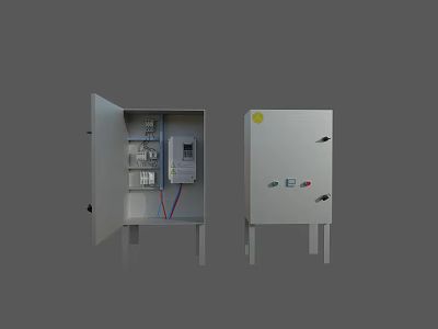 Industrial Electrical Control Cabinets With Open Door Internal Components And Lockable Panels 3d model