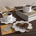 Coffee Cup Butterfly Camellia Book 3d model