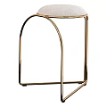 Modern Stool With Gold Metal Curved Legs And Soft Padded Seat Design