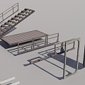 Pipe Wire Steel Stair 3d model