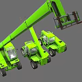Green Heavy Duty Telehandler Vehicles With Extendable Booms And Fork Attachments 3d model