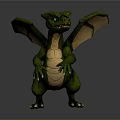 Mythical Green Dragon Creature Character With Scaly Skin And Wings