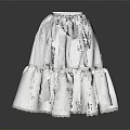 Elegant White Layered Petticoat Skirt With Ruffled Hem And Lace Trim