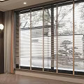 Functional Window Blinds Enhance Modern Home Interior with Natural View and Scenic Outdoor Trees