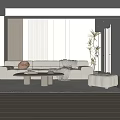 Modern Living Dining Room Interior With Neutral Tones Sofa Coffee Table Dining Chairs And Plants