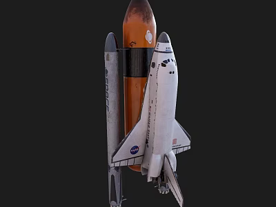 NASA Space Shuttle Orbiter With Orange Fuel Tank And Solid Rocket Boosters 3d model