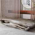 Natural Wood Bench with Organic Curved Design and Rustic Texture in Modern Interior