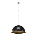 Sleek Modern Black Metal Hemispherical Pendant Light With Gold Lining For Home Interior