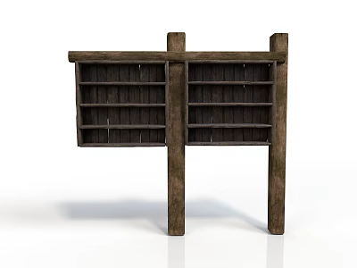 Simple Architectural Wooden Double Layer Storage Shelf Design With Dark Brown Structure 3d model