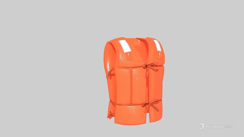 Orange Safety Life Jacket With White Reflective Strips And Secure Straps 3d model 