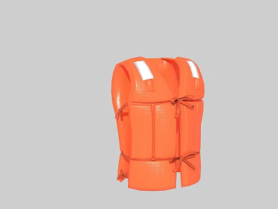 Orange Safety Life Jacket With White Reflective Strips And Secure Straps 3d model