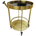 Gold Modern Side Table With Metal Frame Round Top And Lower Shelf 3d model