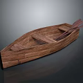 Handcrafted Wooden Boat With Wooden Planks And Paddles In Classic Design