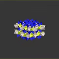 Colorful Geometric Structure With Blue Yellow Purple White Polygons And Reflection