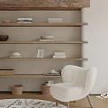 Cozy Study Room Interior With Wooden Beam White Armchair Large Window Round Rug And Bookshelves