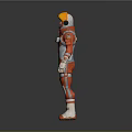 Game Movie Character In Red Spacesuit With Yellow Helmet Orange Visor And Silver Accents