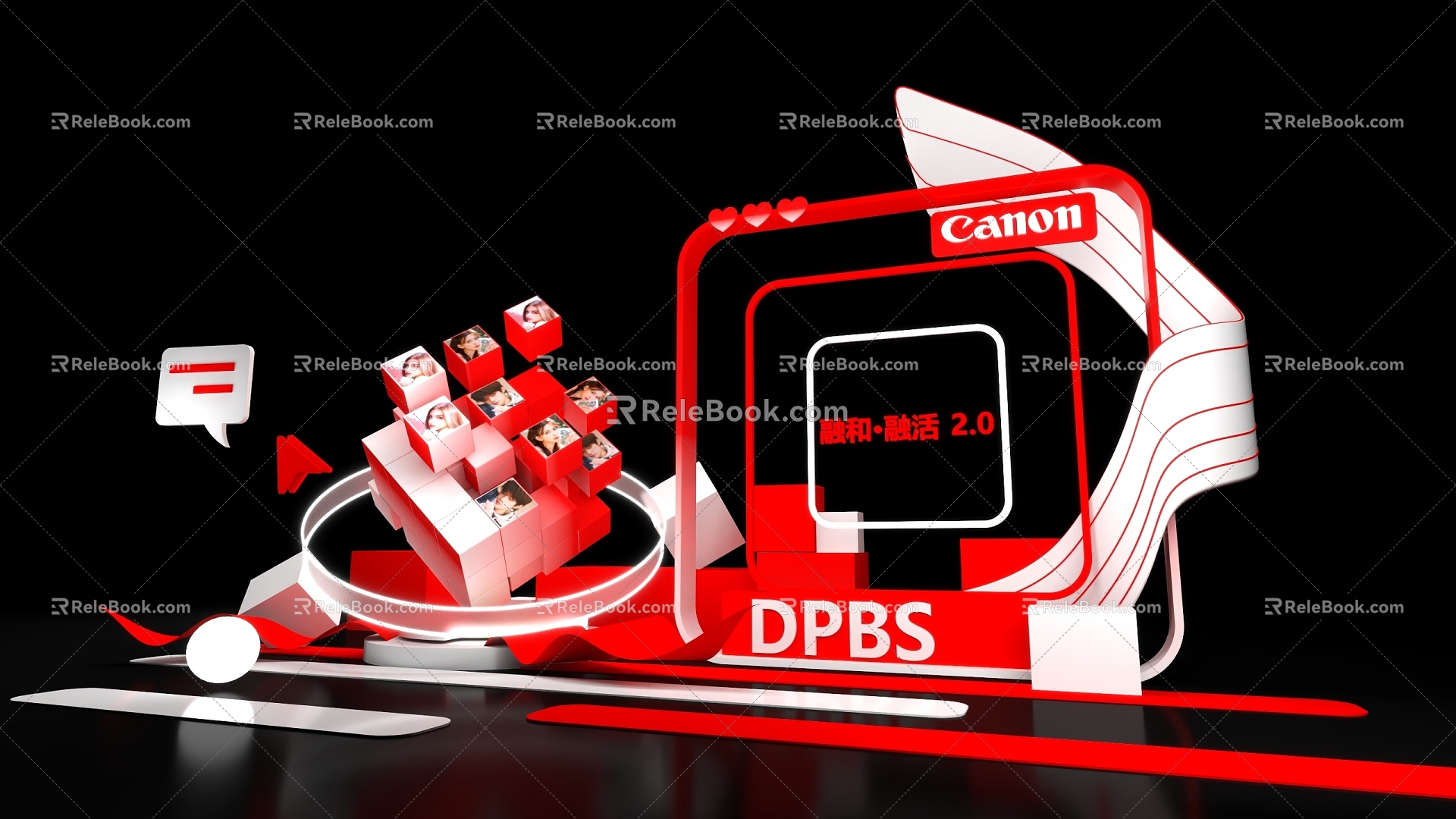 Group photo punch canon DP point device interactive area 3d model