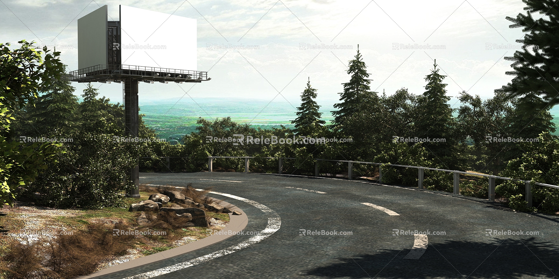 Modern Road Outdoor Highway Billboard 3d model