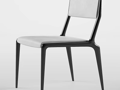 Modern Dining Chair With Sleek Black Frame And Light Upholstered Seat 3d model