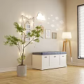 White Shoe Cabinet With Drawers Bench Blue Cushion Cloud Wall Decor String Lights Stuffed Toys
