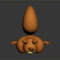 Cartoon Orange Squirrel with Big Eyes Cute Face Yellow Belly and Blue Pants