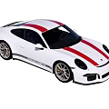 White Sports Car With Red Stripes Sleek Design And Alloy Wheels