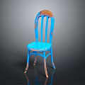 Stylish Blue Distressed Vintage Leisure Chair With Slatted Backrest And Brown Accents