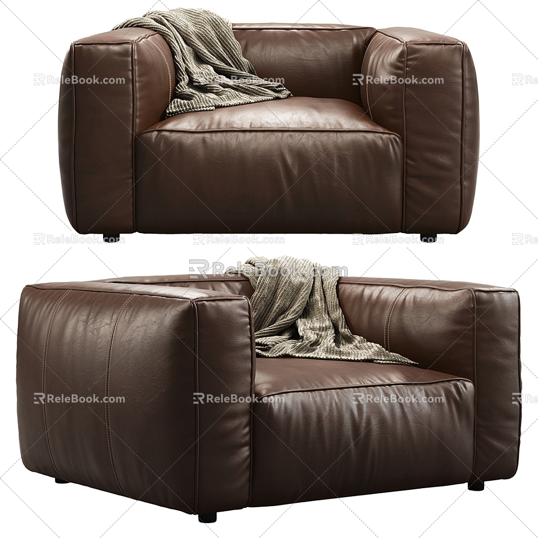 Modern Single Sofa Leather Sofa Casual Chair Casual Sofa Chair 3d model